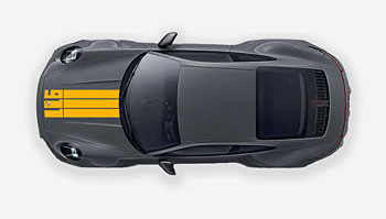 Polep nápis 911 a pruhy na Porsche