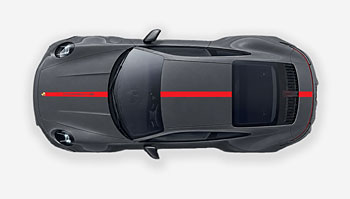 Polep na Porsche - pruh přes celé auto