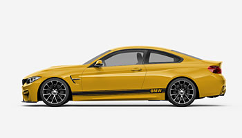 Černý pruh BMW na bok auta