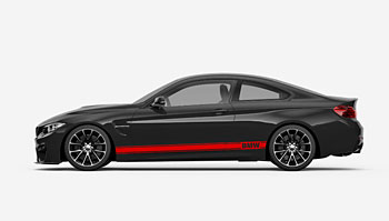 Černý pruh BMW na bok auta